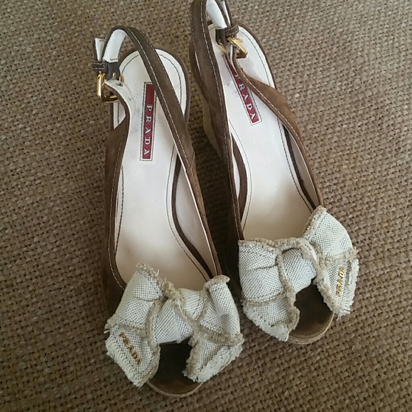 Prada  cute  bow wedges - Picture 1 of 8